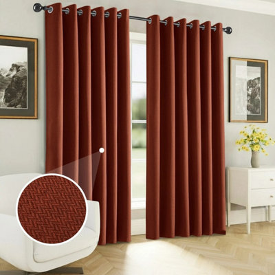 Ameha Rust 100%blackout Curtain 66X72'' Linen Texture Thermal Insulated 260Gsm Eyelet Curtain Pair Energy Saving Winter & Summer Uk Home - image 1