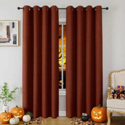 Ameha Rust 100%blackout Curtain 66X72'' Linen Texture Thermal Insulated 260Gsm Eyelet Curtain Pair Energy Saving Winter & Summer Uk Home - thumbnail 2