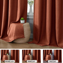 Ameha Rust 100%blackout Curtain 66X72'' Linen Texture Thermal Insulated 260Gsm Eyelet Curtain Pair Energy Saving Winter & Summer Uk Home - thumbnail 4