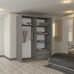 Sliding Wardrobes 4 u LTD Modern Full Sliding Mirror Wardrobe Elegant Design & Ample Storage Grey 150Cm - thumbnail 3