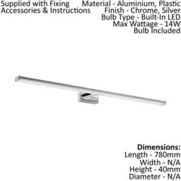 Wall/mirror Light Colour Chrome Silver Shade White Plastic Bulb Led 14W Included - thumbnail 2