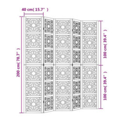 Vidaxl Room Divider 5 Panels Brown And Black Solid Wood Paulownia - thumbnail 8
