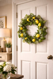 Premier Decorations Lemon Wreath With Artificial Citrus Fruit And Green Foliage 45 Cm Summer Door Garland Indoor Home Decoration - thumbnail 3