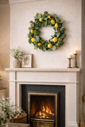 Premier Decorations Lemon Wreath With Artificial Citrus Fruit And Green Foliage 45 Cm Summer Door Garland Indoor Home Decoration - thumbnail 6