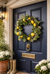 Premier Decorations Lemon Wreath With Artificial Citrus Fruit And Green Foliage 45 Cm Summer Door Garland Indoor Home Decoration - thumbnail 7