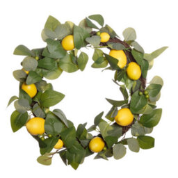 Premier Decorations Lemon Wreath With Artificial Citrus Fruit And Green Foliage 45 Cm Summer Door Garland Indoor Home Decoration - thumbnail 1