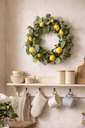 Premier Decorations Lemon Wreath With Artificial Citrus Fruit And Green Foliage 45 Cm Summer Door Garland Indoor Home Decoration - thumbnail 4
