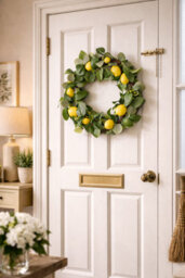 Premier Decorations Lemon Wreath With Artificial Citrus Fruit And Green Foliage 45 Cm Summer Door Garland Indoor Home Decoration - thumbnail 5