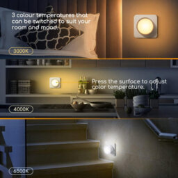 Aigostar Night Light Plug In Walls Kids, 3 Color Adjustable Led For Hallway Landing - thumbnail 3
