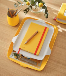 Leitz Cosy Warm Yellow Plastic Minimal Home Office Desk Storage Organiser Rectangular Wide Front A4 Document Magazine Letter Tray - thumbnail 2