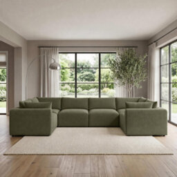 Furniturebox Uk Drift Green Boucle Fabric 5 Seater U-Shaped Modular Corner Sofa - thumbnail 2