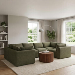 Furniturebox Uk Drift Green Boucle Fabric 5 Seater U-Shaped Modular Corner Sofa - thumbnail 5