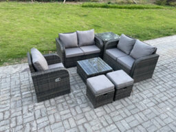 Fimous 7 Piece Garden Furniture Sets 7 Seater Outdoor Patio Furniture Set Weaving Wicker Rattan Sofa Chair And Table - thumbnail 1
