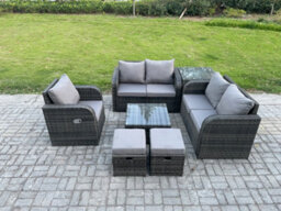 Fimous 7 Piece Garden Furniture Sets 7 Seater Outdoor Patio Furniture Set Weaving Wicker Rattan Sofa Chair And Table - thumbnail 2