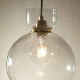 Luminosa Lighting Luminosa Belvoir Dome Pendant Ceiling Light Brass Plate & Clear Bubble Glass 10W Led E27 - thumbnail 5