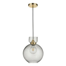 Luminosa Lighting Luminosa Belvoir Dome Pendant Ceiling Light Brass Plate & Clear Bubble Glass 10W Led E27 - thumbnail 6