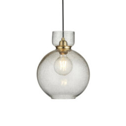Luminosa Lighting Luminosa Belvoir Dome Pendant Ceiling Light Brass Plate & Clear Bubble Glass 10W Led E27 - thumbnail 1