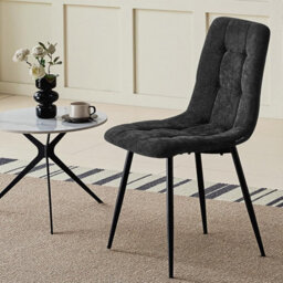 Longtoo Set Of 6 Linen Upholstered Dining Chairs With High Back And Modern Design,black - thumbnail 2