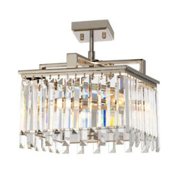 Elegant 4 Bulb Chandelier Ceiling Light With Crystal Accents In Polished Nickel Finish - thumbnail 3