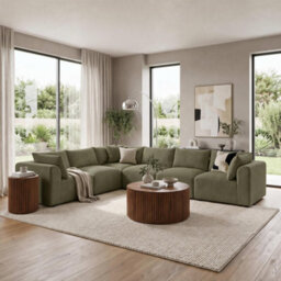Furniturebox Uk Drift Green Boucle Fabric 5 Seater L-Shaped Modular Corner Sofa - thumbnail 5
