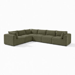 Furniturebox Uk Drift Green Boucle Fabric 5 Seater L-Shaped Modular Corner Sofa - thumbnail 6