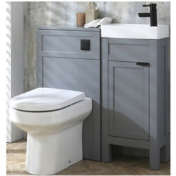 Homestylestore Light Grey 400mm Bathroom Vanity And Wc Unit With Square Back To Wall Toilet Pan And Black Pull Handle - thumbnail 1