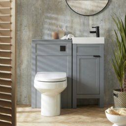 Homestylestore Light Grey 400mm Bathroom Vanity And Wc Unit With Square Back To Wall Toilet Pan And Black Pull Handle - thumbnail 2