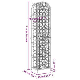 Vidaxl Wine Rack For 73 Bottles Black 45X36X200 Cm Wrought Iron - thumbnail 3