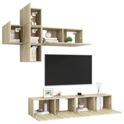 Berkfield 7 Piece Tv Cabinet Set Sonoma Oak Engineered Wood - thumbnail 3