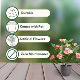 Smart Garden Marco Paul Artificial Potted Rose Plant - Pink - thumbnail 5