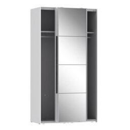 FWSTYLE 2 Door Sliding Wardrobe With Full Length Mirrored Door Matt White Frame - thumbnail 3
