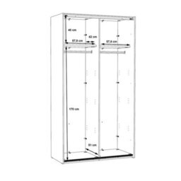 FWSTYLE 2 Door Sliding Wardrobe With Full Length Mirrored Door Matt White Frame - thumbnail 5