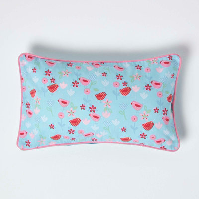 Homescapes Cotton Birds And Flower Cushion Cover, 30 X 50 Cm - image 1