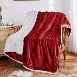 Aspire Homeware Burgundy Sherpa Fleece Sofa Throw Blanket, King (L)240Cm X (W)200Cm - thumbnail 2