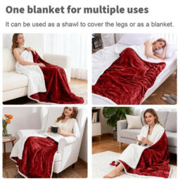 Aspire Homeware Burgundy Sherpa Fleece Sofa Throw Blanket, King (L)240Cm X (W)200Cm - thumbnail 3
