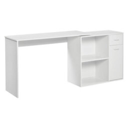 Homcom Computer Desk Rotating Dining Table W/ Storage Shelf White - thumbnail 8
