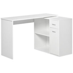 Homcom Computer Desk Rotating Dining Table W/ Storage Shelf White - thumbnail 2