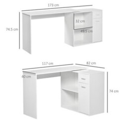 Homcom Computer Desk Rotating Dining Table W/ Storage Shelf White - thumbnail 3