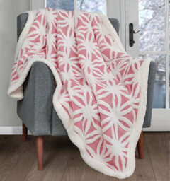 Velosso Thermal Soft Jacquard Sherpa Backed Throw Blanket For Sofa, Bed, Couch - 150Cm X 200Cm  - Coral Pink