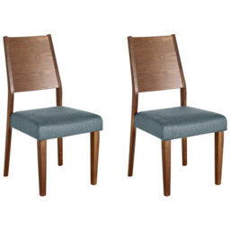 Beliani Set Of 2 Dining Chairs Elmira Wood Grey - thumbnail 1