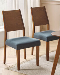 Beliani Set Of 2 Dining Chairs Elmira Wood Grey - thumbnail 2