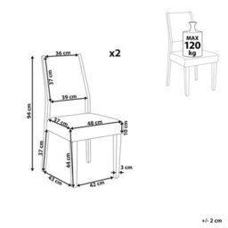 Beliani Set Of 2 Dining Chairs Elmira Wood Grey - thumbnail 3
