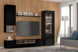 Arte Anette D Entertainment Unit Set In Black Matt - 4 Piece Living Room Furniture Collection ( H1900mm W1980mm D440mm)