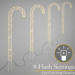 Christow Christmas 4 Led Candy Cane Path Light Decoration - thumbnail 3