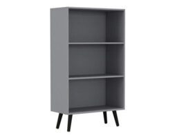Urbn-Living Urbnliving 110Cm Height 3 Tier Grey Bookcase Storage Cabinet Scandinavian Style Black Legs Dining Room Display Unit - thumbnail 2