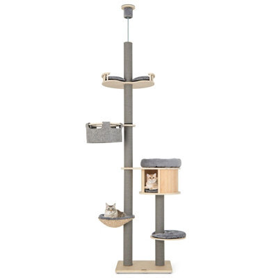 Costway Floor To Ceiling Cat Tree 6-Tier Cat Climbing Tower With Cat Condo - image 1