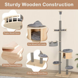 Costway Floor To Ceiling Cat Tree 6-Tier Cat Climbing Tower With Cat Condo - thumbnail 6