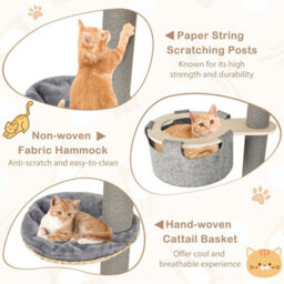 Costway Floor To Ceiling Cat Tree 6-Tier Cat Climbing Tower With Cat Condo - thumbnail 7