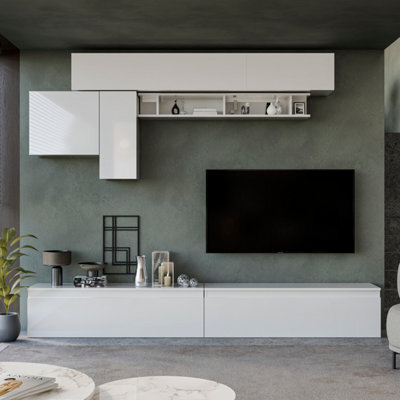 Decorotika Cascais Moduler Modern Tv Unit Wall Mount Customizable Layout High Gloss White - image 1