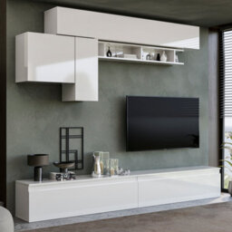 Decorotika Cascais Moduler Modern Tv Unit Wall Mount Customizable Layout High Gloss White - thumbnail 3